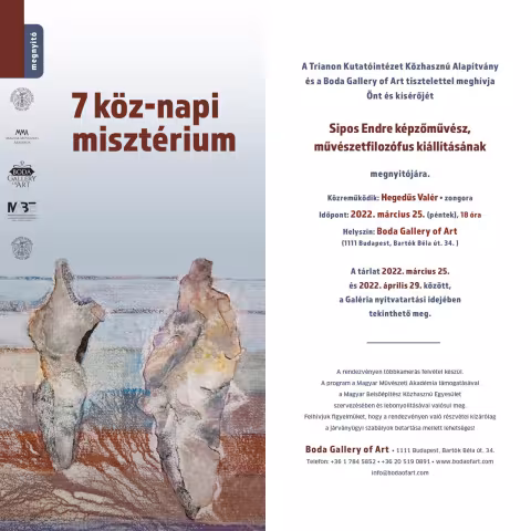 Sipos Endre kiállításának meghívója - Boda Gallery of Art 