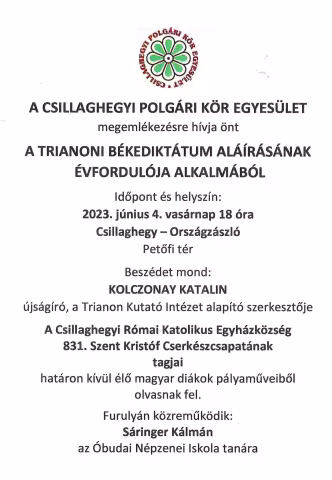 2023.06.04. Csillaghegyi megemlékezés - Kolczonay Katalin és Szidiropulosz Archimédesz